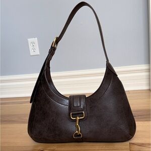 Brown Faux Leather Shoulder Bag